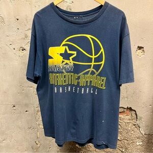 Starter Basketball Authentic Apparel Vintage 90s Navy Blue Graphic T-Shirt XL